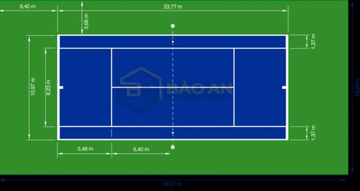 Kích thước sân tennis tiêu chuẩn của Mỹ công bố 